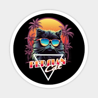 Retro Wave Persian Cat Miami Shirt Magnet